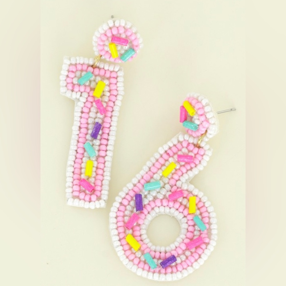 16th birthday beaded party earrings - Picture 2 of 4